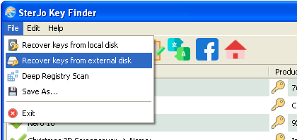 Select external Windows folder in SterJo Key Finder