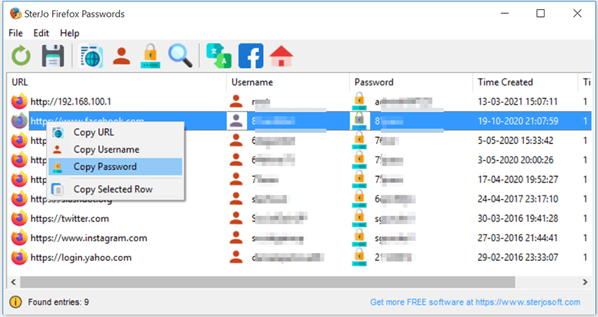 SterJo Firefox Passwords - reveal saved Firefox passwords