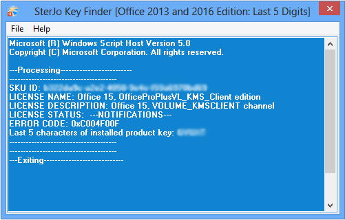 Office 5-digit key helper screenshot