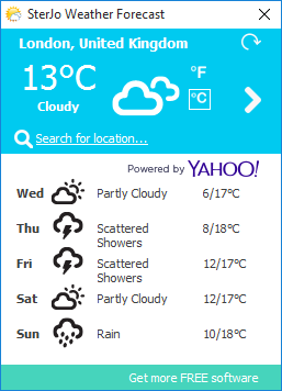 SterJo Weather Forecast interface portrait view