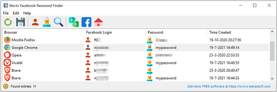 Recover Facebook saved passwords