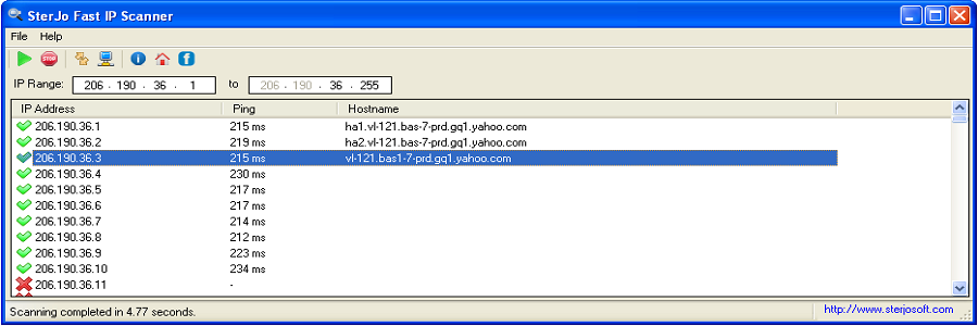 Fast IP range scanning tool