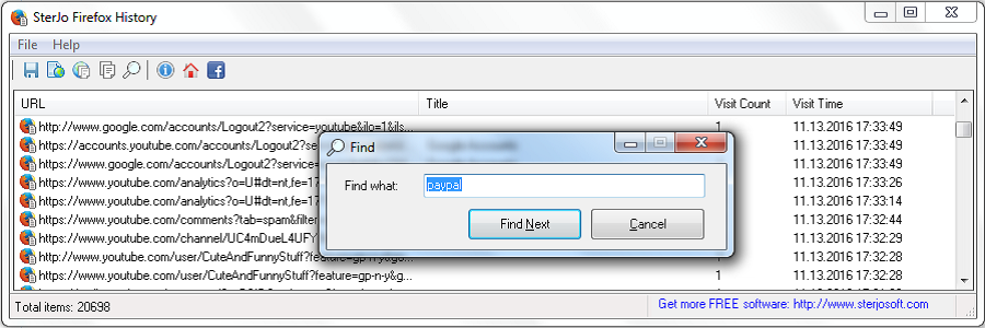 View Mozilla Firefox browsing history