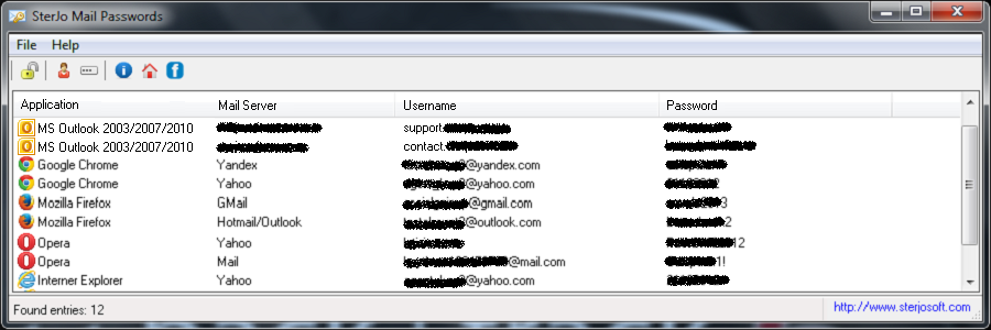 Recover saved email passwords